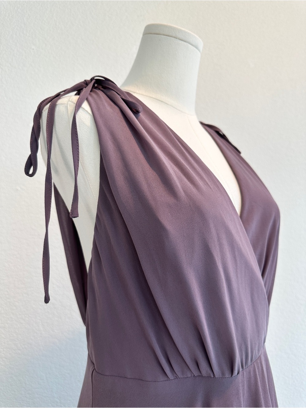 Lulus NWT Dusty Mauve Maxi Dress XL Open Back Tie Shoulder Formal Gown - Picture 3 of 5